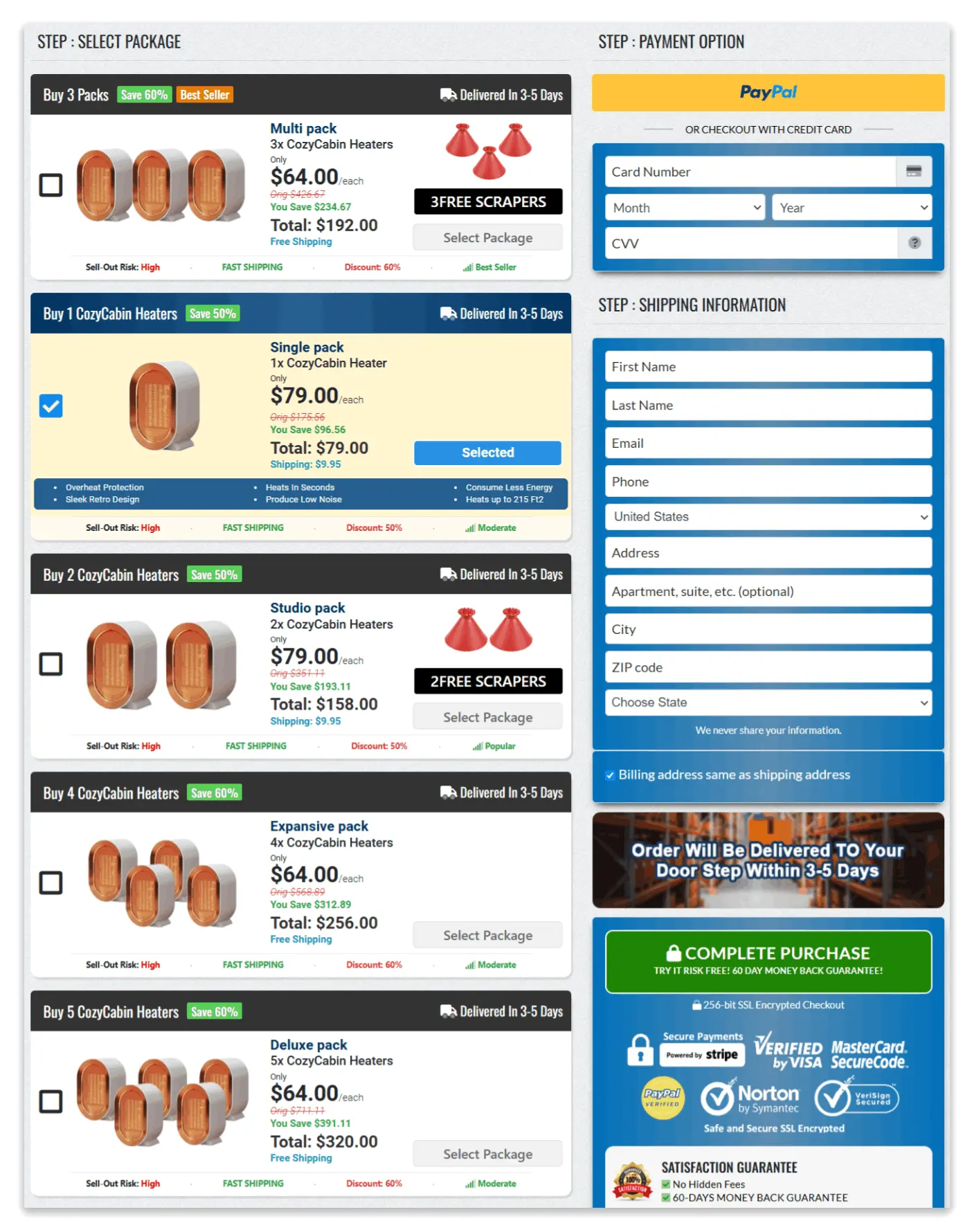 CozyCabin Heater secure checkout page